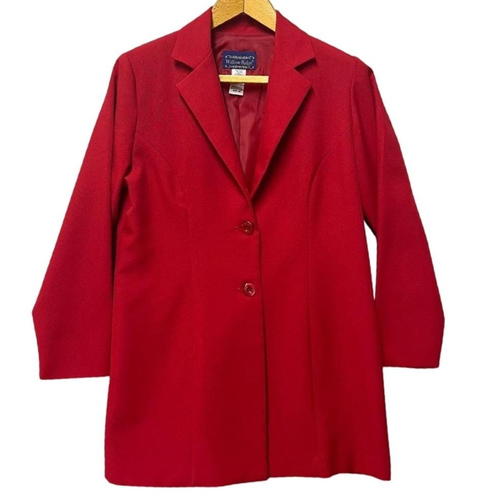 Willow Ridge Blazer Womens 8P Red 2 Button Longline Notched Lapel VTG USA